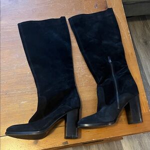 Frye Black Suede Heeled Boots